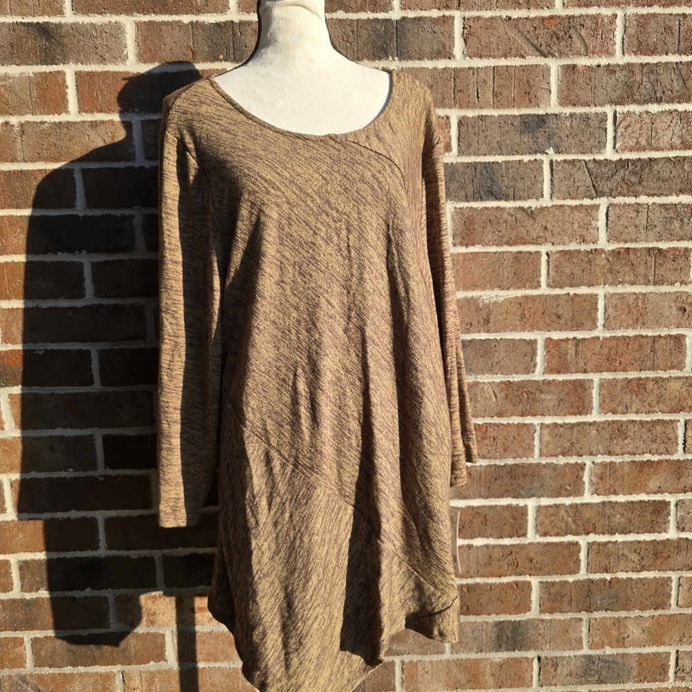 Zac & Rachel Brown Long Sleeve Swing Tunic Top 3X NWT